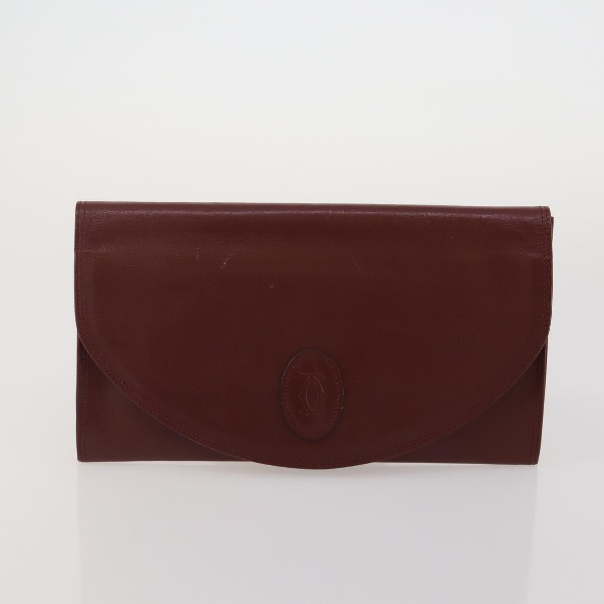 CARTIER Celine Macadam Canvas Bag Leather 3 Set Brown Bordeaux Auth 187170