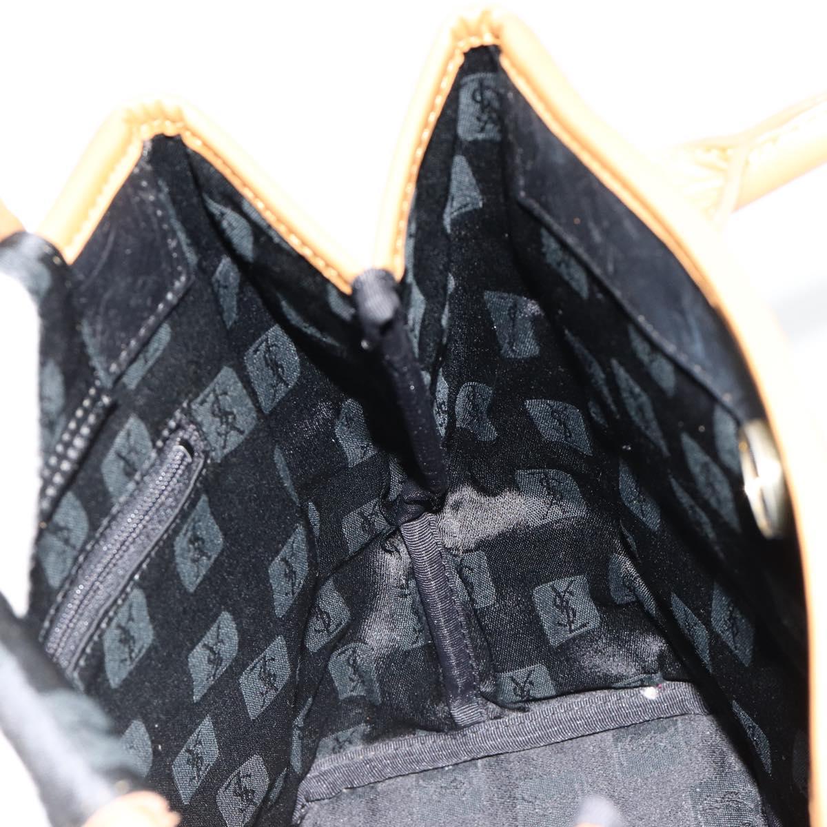 SAINT LAURENT Hand Bag Leather Black Gold Auth 187181