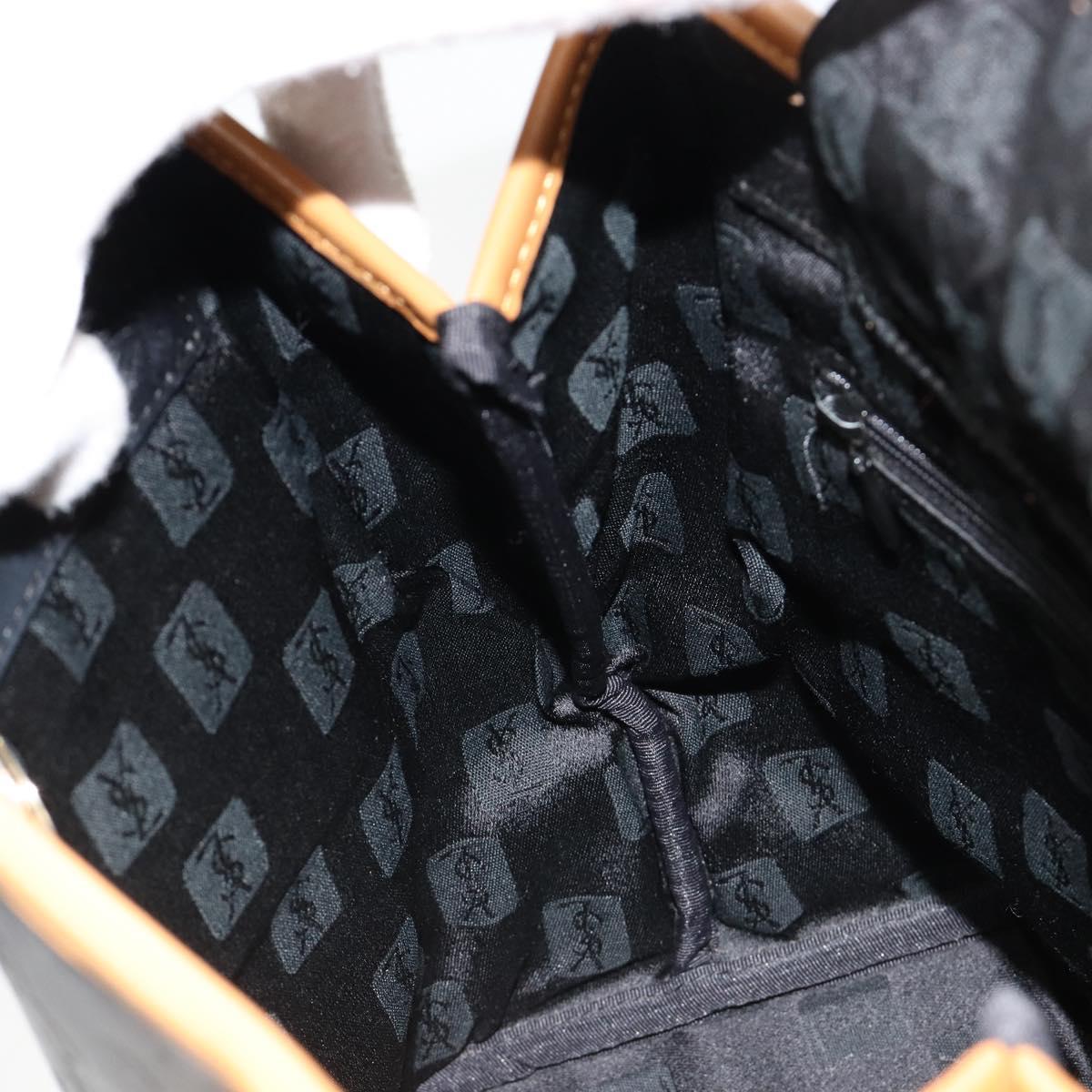 SAINT LAURENT Hand Bag Leather Black Gold Auth 187181