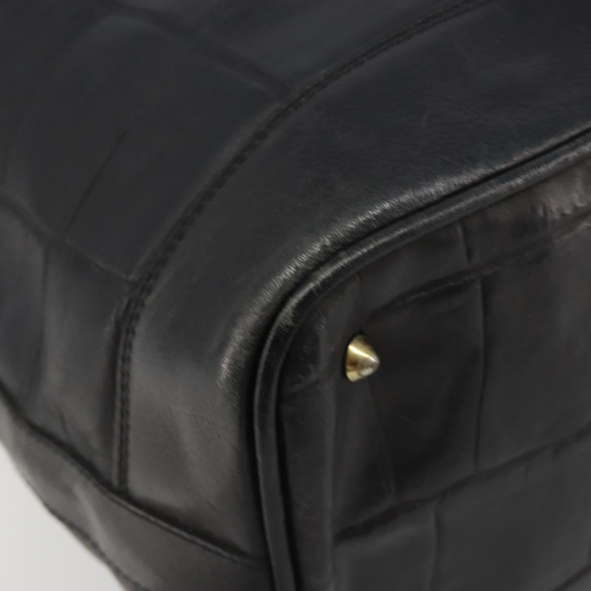 CELINE Purse Shoulder Bag Leather Black Gold Auth 187182