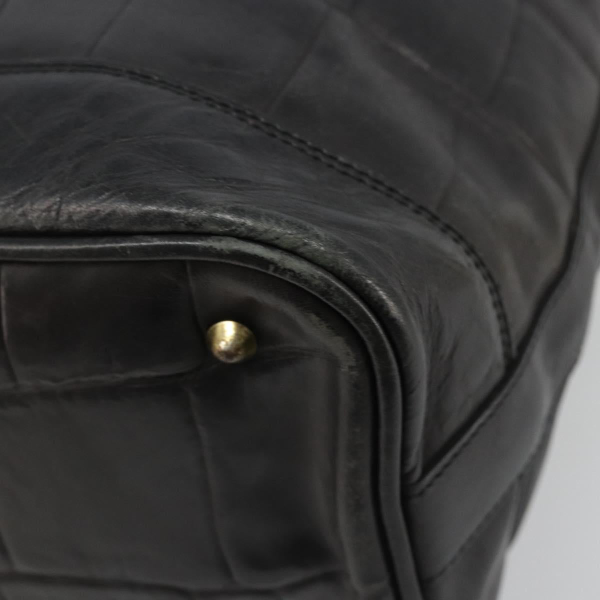 CELINE Purse Shoulder Bag Leather Black Gold Auth 187182