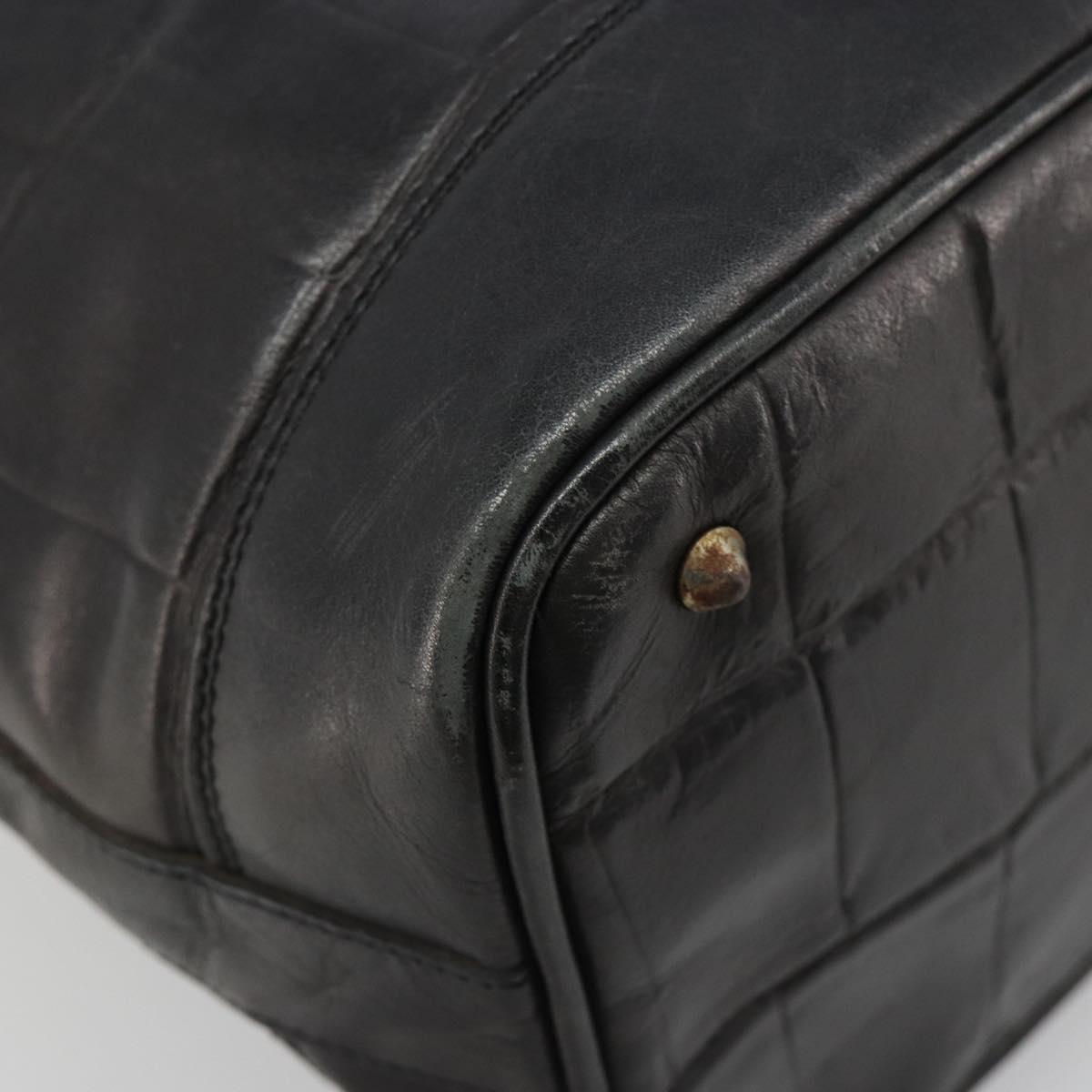 CELINE Purse Shoulder Bag Leather Black Gold Auth 187182