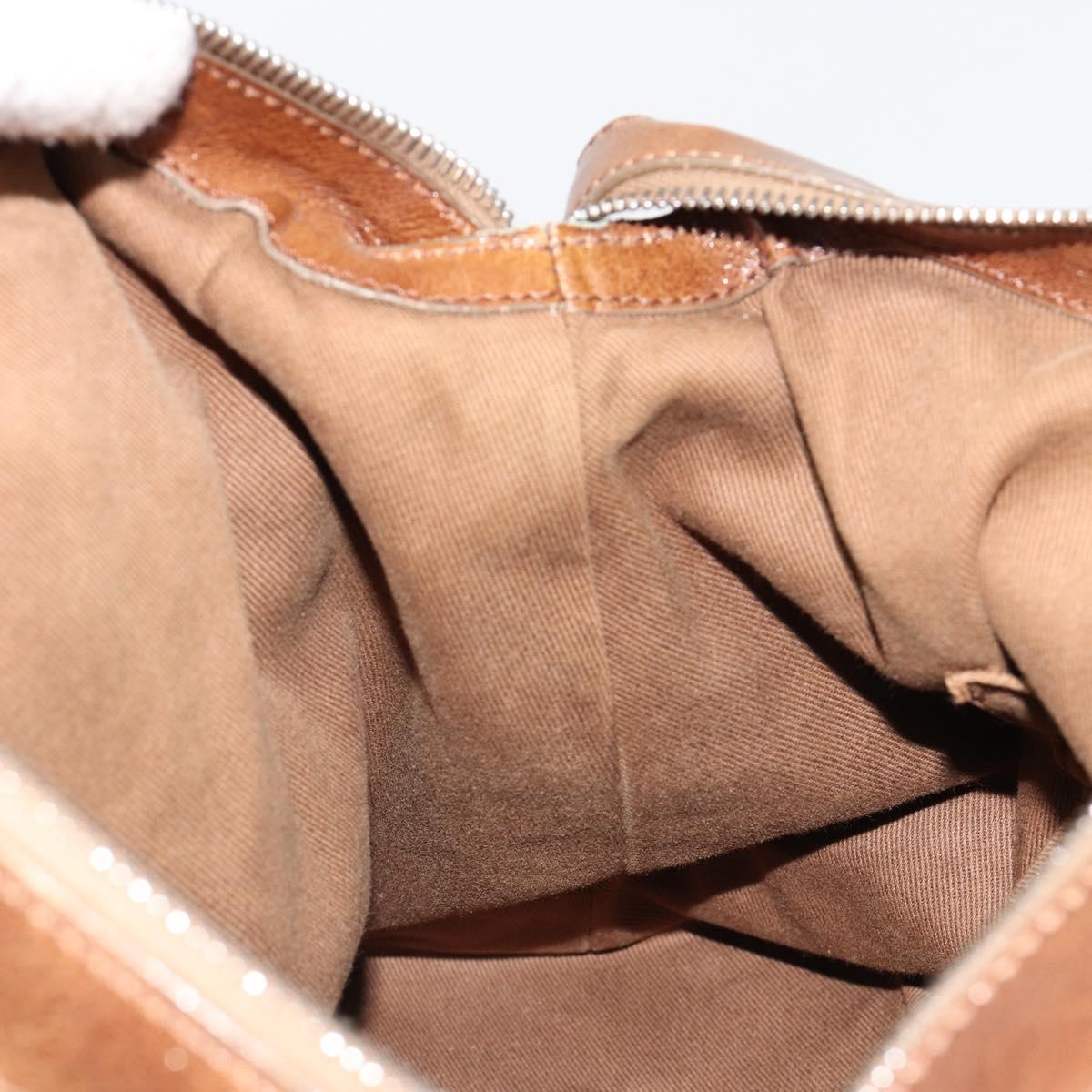CELINE Hand Bag Leather Brown Silver Auth 187184A