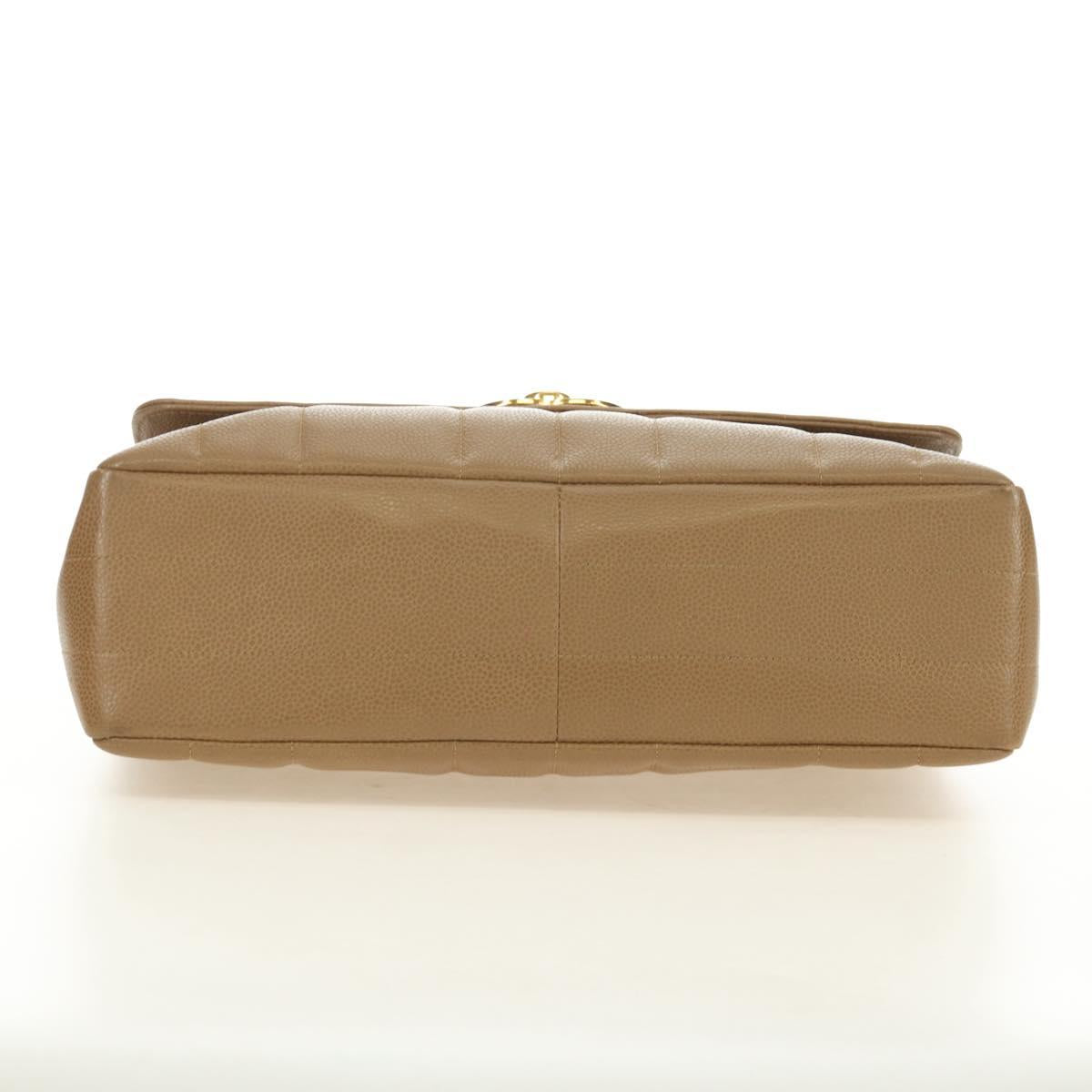 CHANEL Mademoiselle Chain Shoulder Bag Caviar Skin Brown Gold CC Auth 187186SAV