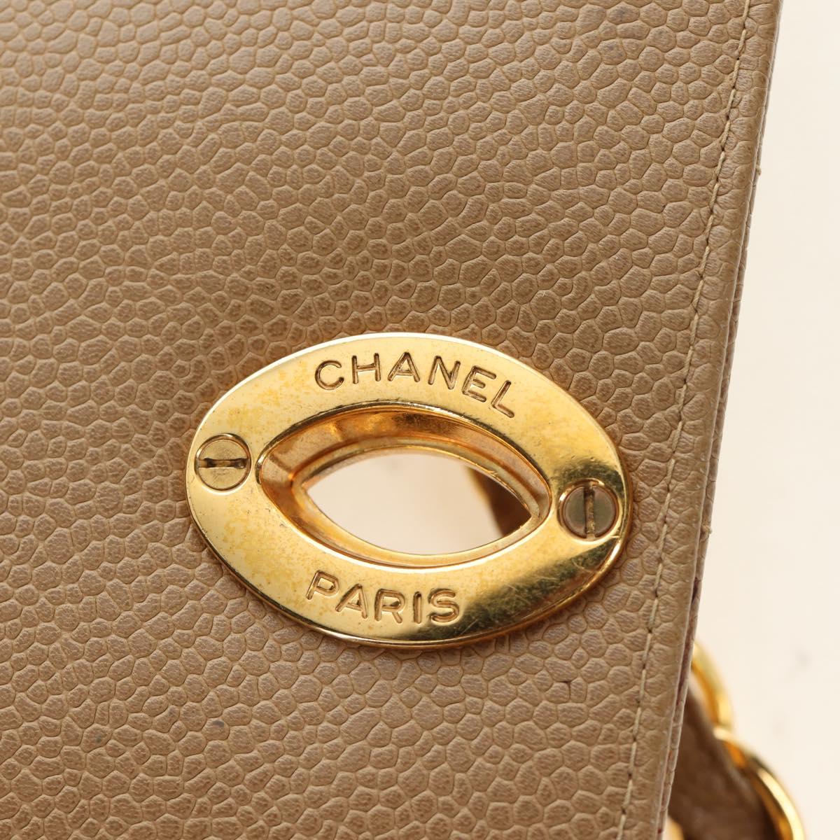 CHANEL Mademoiselle Chain Shoulder Bag Caviar Skin Brown Gold CC Auth 187186SAV