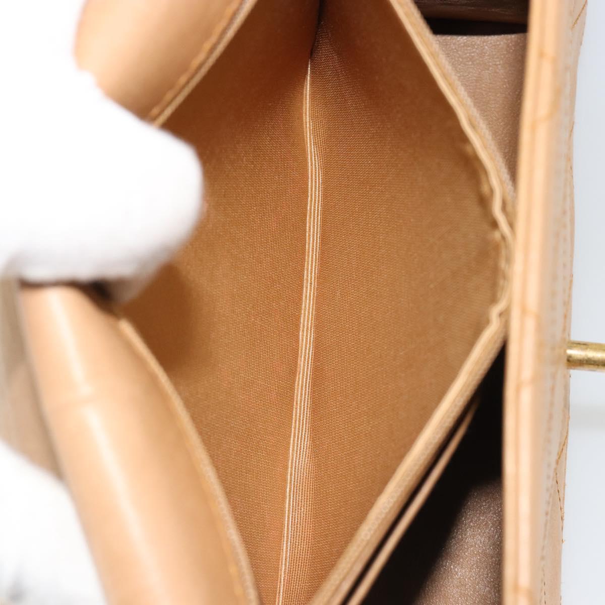 CHANEL Matelasse Shoulder Bag Lamb Skin Beige Gold CC Auth 187187