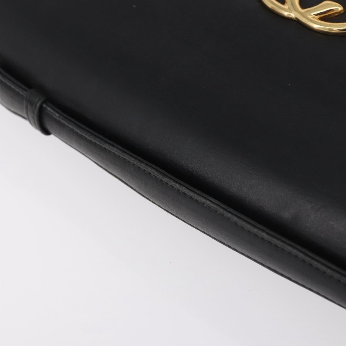 GUCCI Shoulder Bag Leather 2way Black Gold Auth 187188