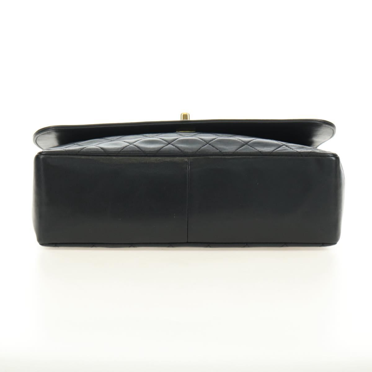 CHANEL Chain Matelasse Shoulder Bag Lamb Skin Black Gold CC Auth 187189SAV