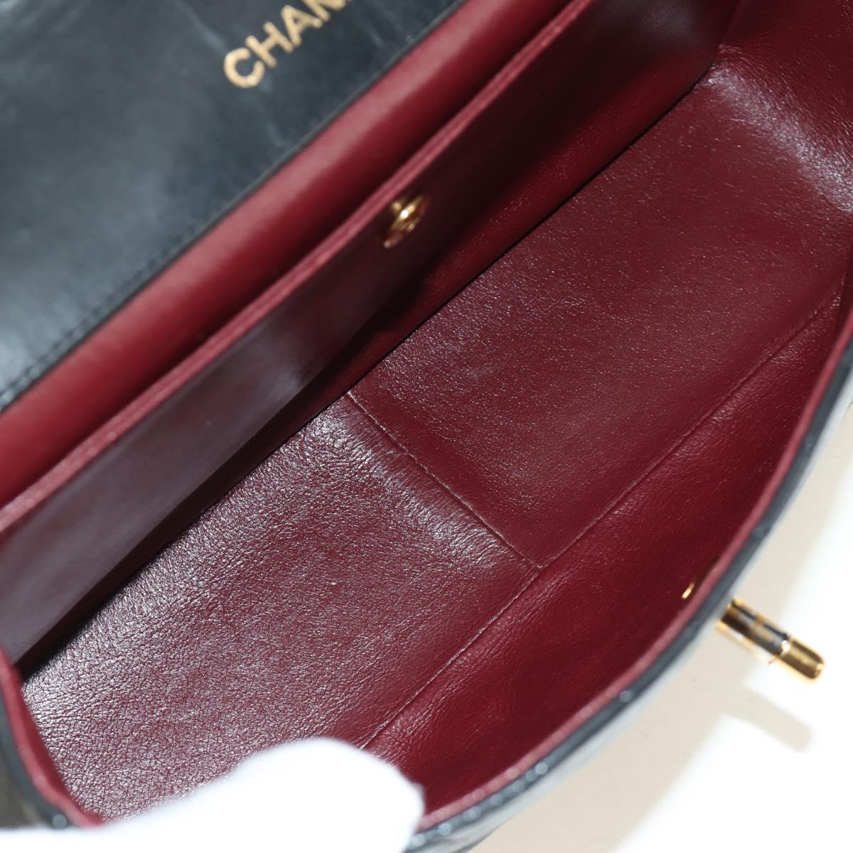CHANEL Chain Matelasse Shoulder Bag Lamb Skin Black Gold CC Auth 187189SAV