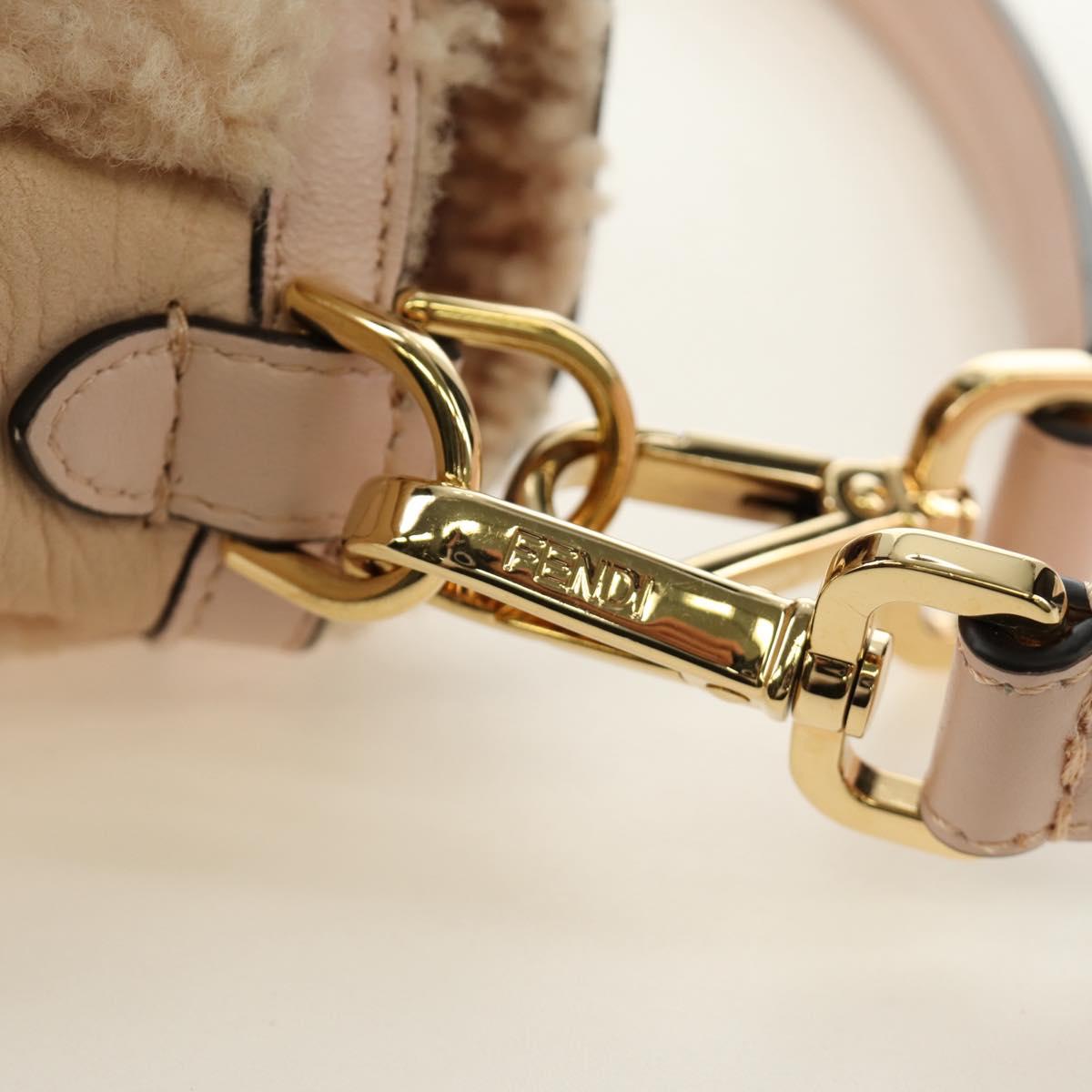 FENDI Mamma Baguette Shoulder Bag Mouton Beige Gold Auth 187191SAV