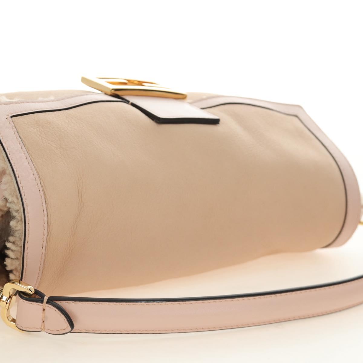 FENDI Mamma Baguette Shoulder Bag Mouton Beige Gold Auth 187191SAV