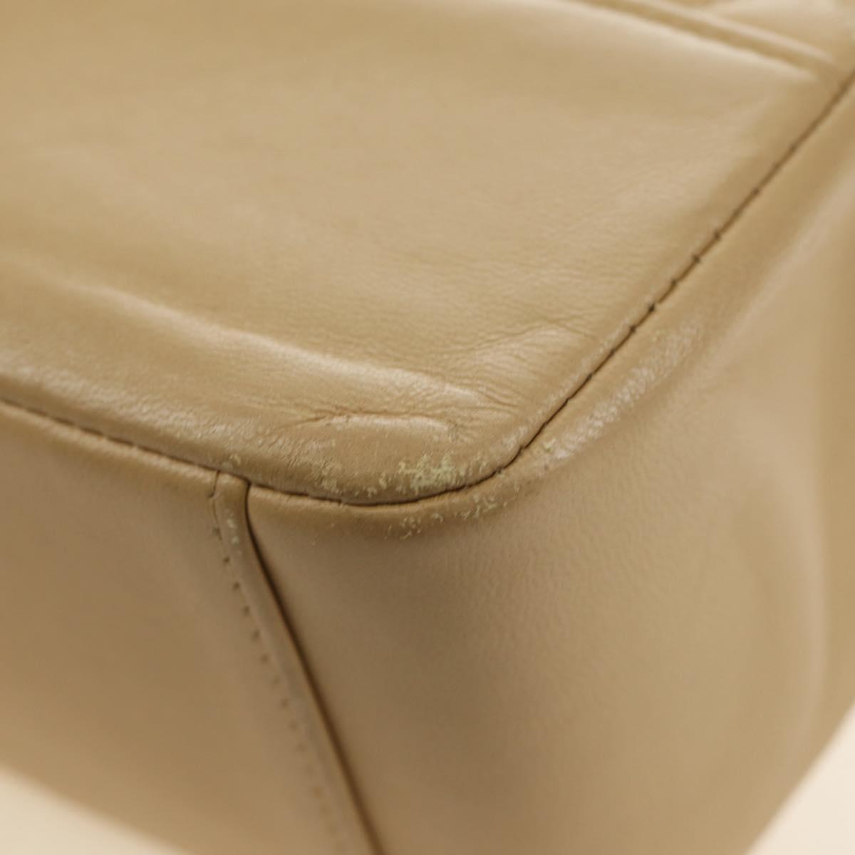 CHANEL Matelasse Chain Shoulder Bag Lamb Skin Beige Gold CC Auth 187192SAV