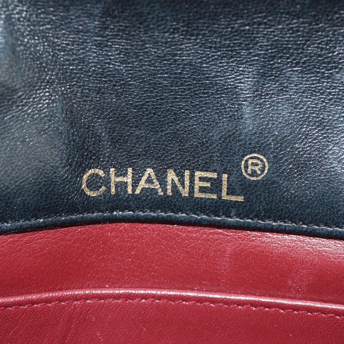 CHANEL Chain Matelasse Shoulder Bag Lamb Skin Black Gold CC Auth 187203SAV