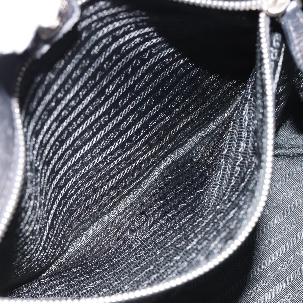 PRADA Tote Bag Leather Black Silver Auth 187205A