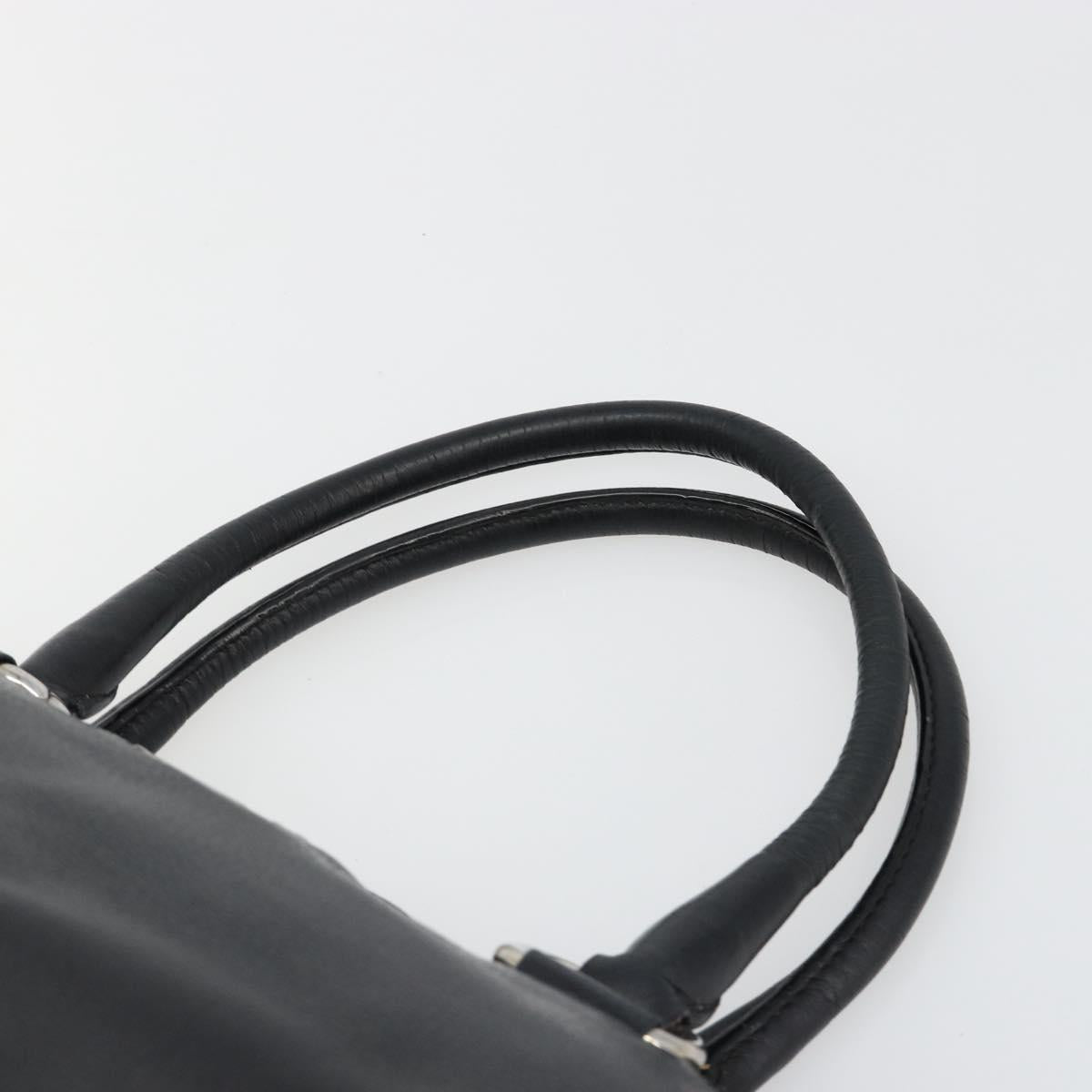 PRADA Tote Bag Leather Black Silver Auth 187205A