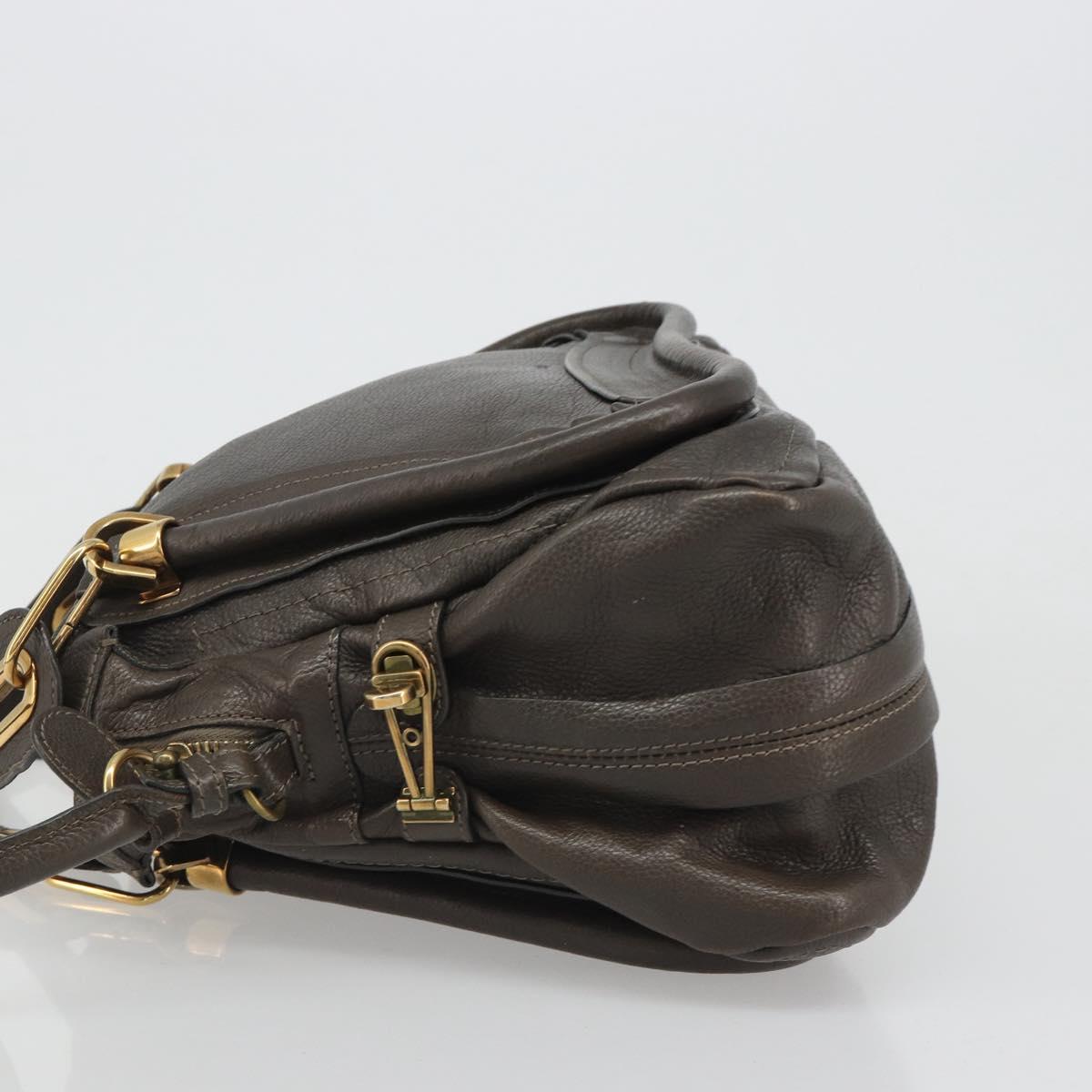 Chloe Paraty Hand Bag Leather 2way Brown Gold Auth 187206A
