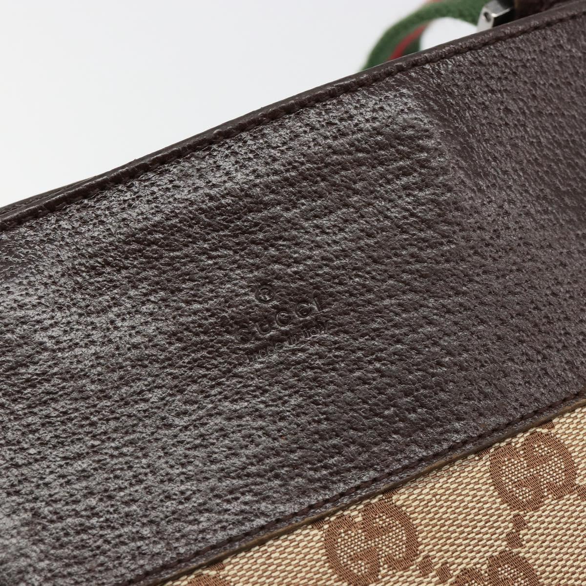GUCCI GG Canvas Web Sherry Line Shoulder Bag Beige Red Green 27639 Auth 187207A