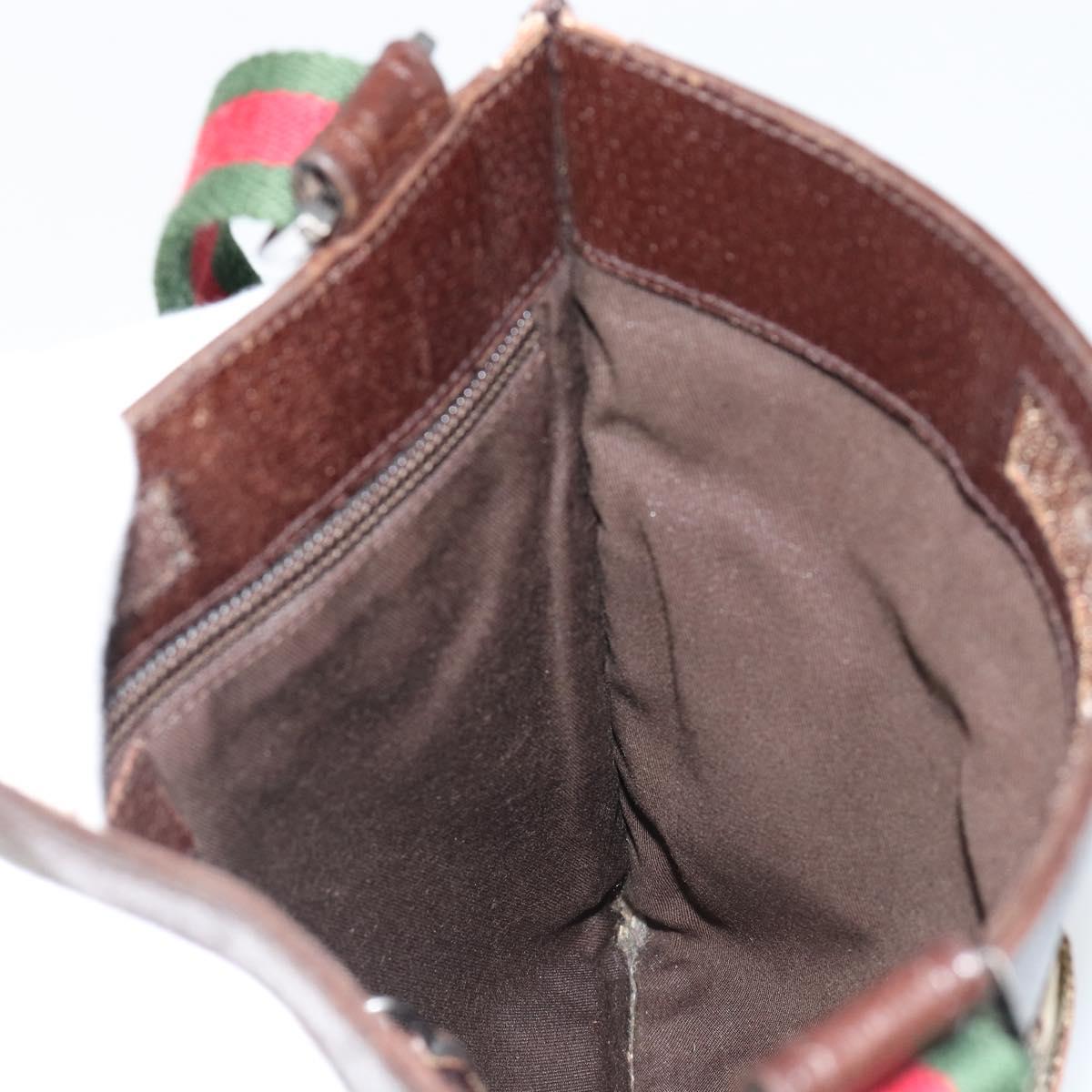 GUCCI GG Canvas Web Sherry Line Shoulder Bag Beige Red Green 27639 Auth 187207A