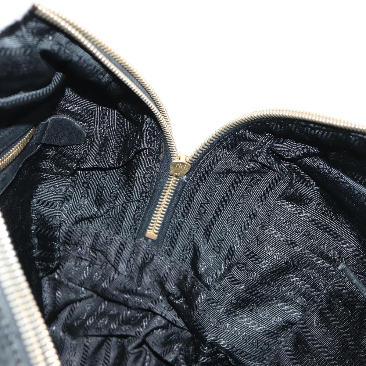 PRADA Gathered Hand Bag Leather 2way Black Gold Auth 187209SAV