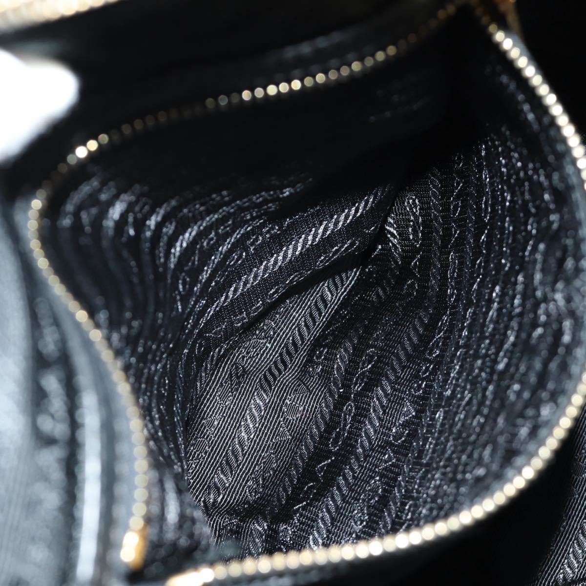 PRADA Gathered Hand Bag Leather 2way Black Gold Auth 187209SAV
