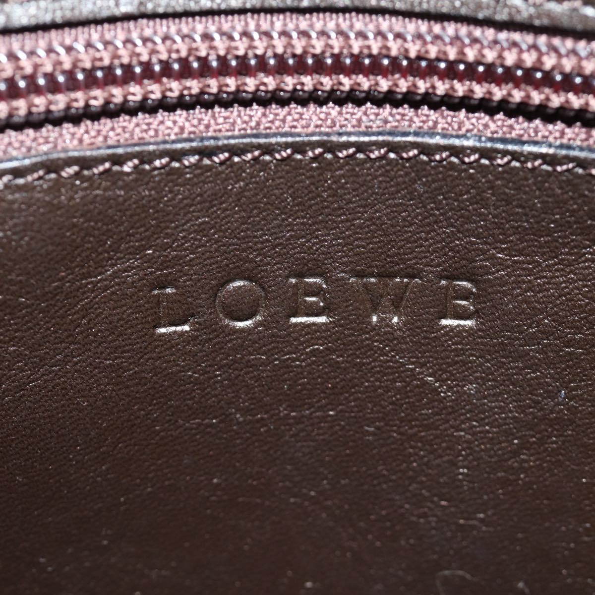 LOEWE Anagram Shoulder Bag Suede Leather Brown Silver Auth 187211SAV