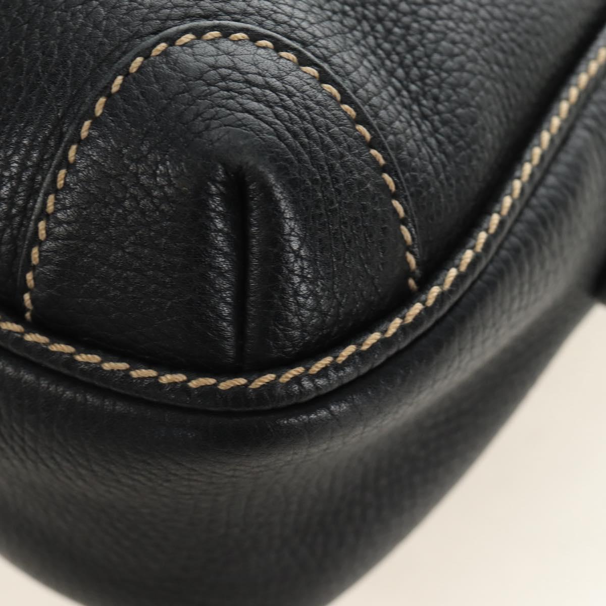 CHANEL Hand Bag Leather Black Silver CC Auth 187213SAV