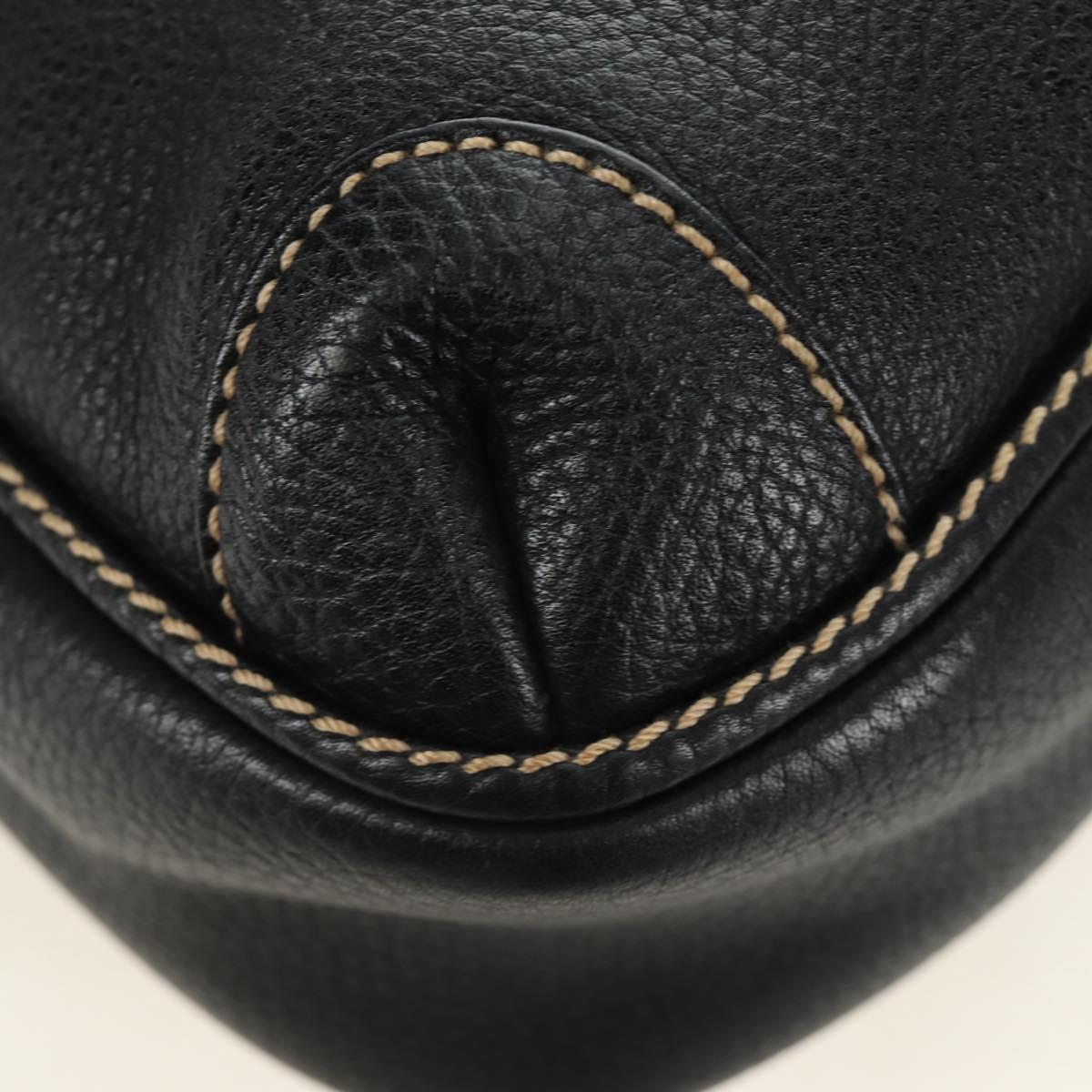 CHANEL Hand Bag Leather Black Silver CC Auth 187213SAV