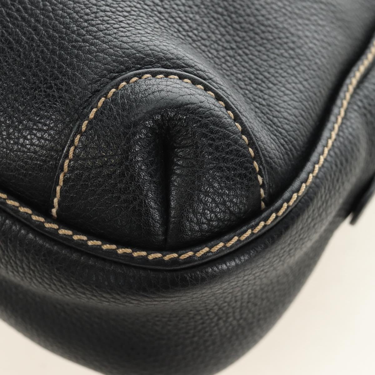 CHANEL Hand Bag Leather Black Silver CC Auth 187213SAV