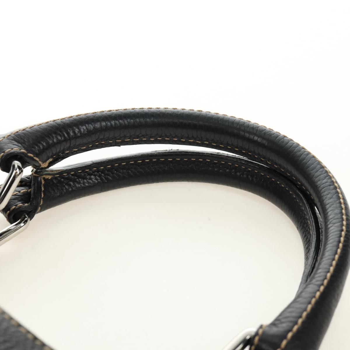 CHANEL Hand Bag Leather Black Silver CC Auth 187213SAV
