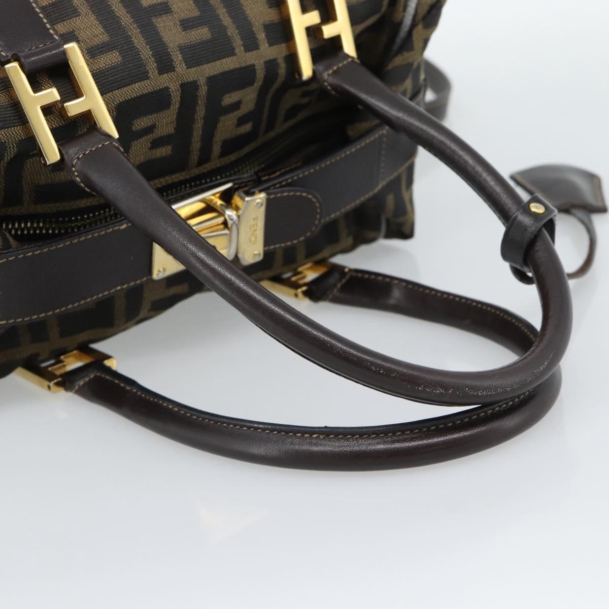 FENDI Zucca Canvas Hand Bag 2way Black Brown Auth 187214