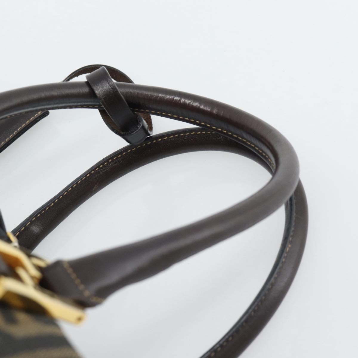 FENDI Zucca Canvas Hand Bag 2way Black Brown Auth 187214