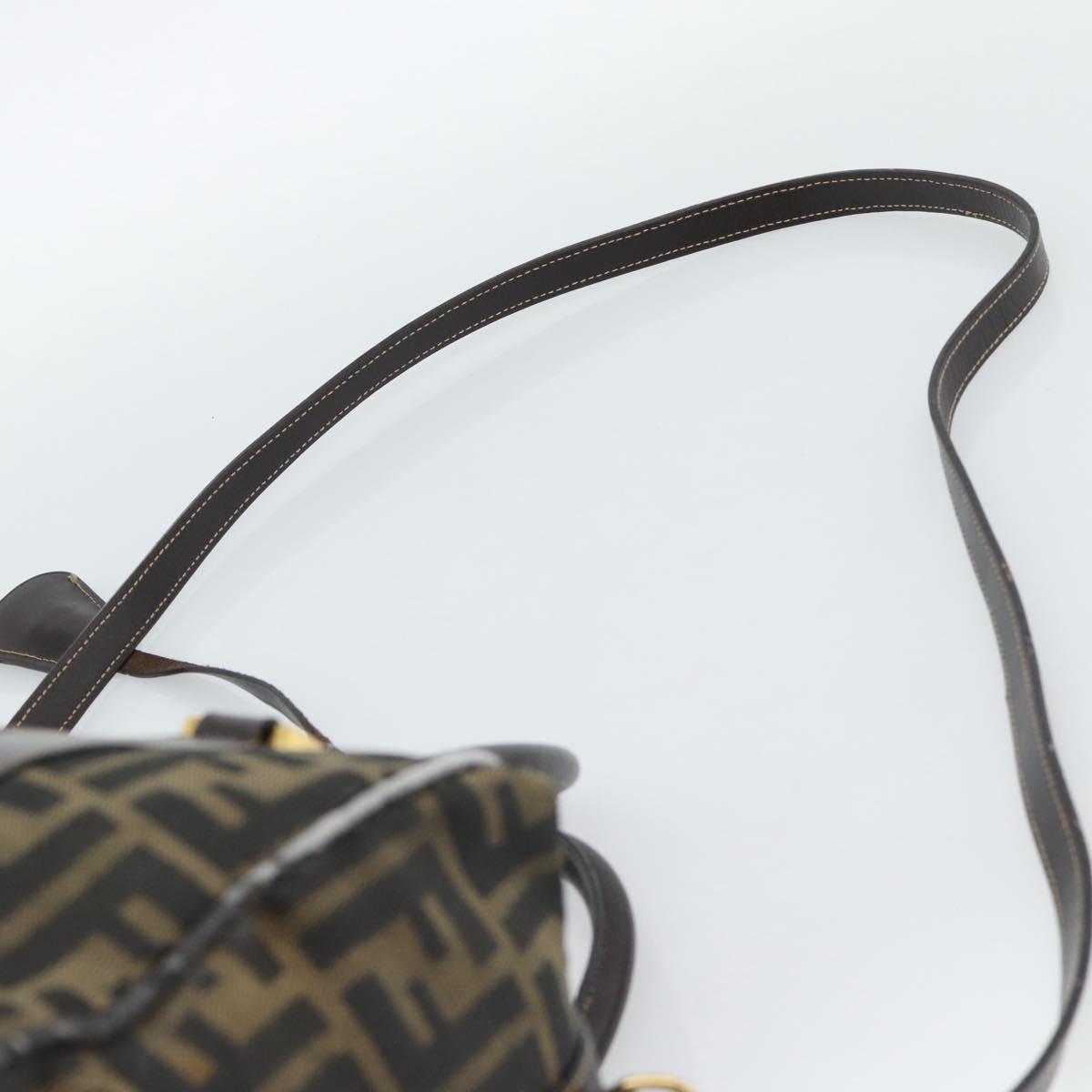 FENDI Zucca Canvas Hand Bag 2way Black Brown Auth 187214