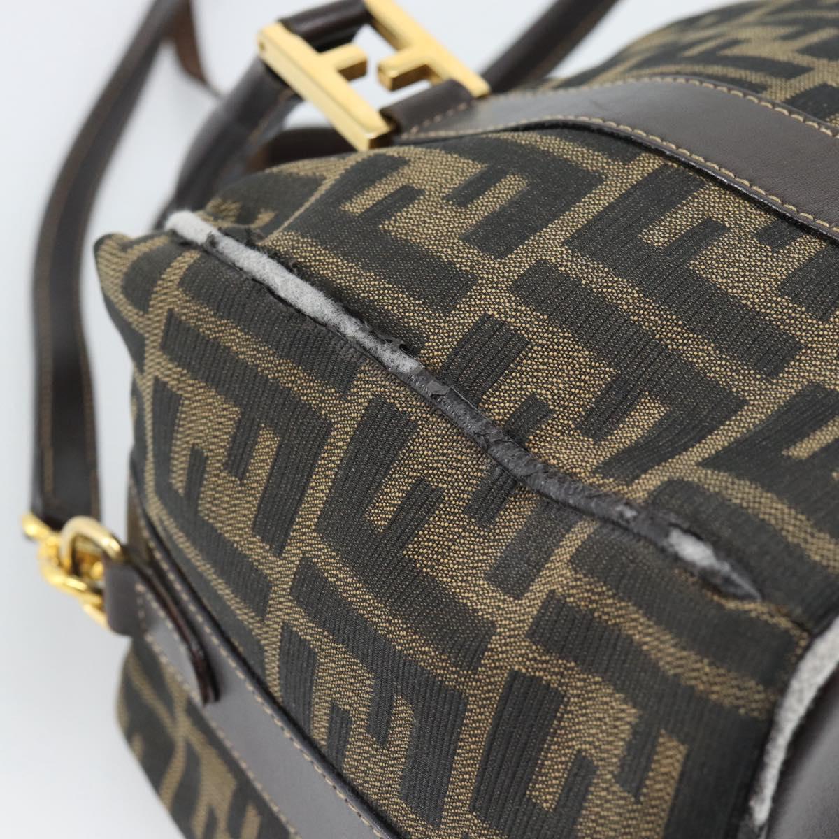 FENDI Zucca Canvas Hand Bag 2way Black Brown Auth 187214