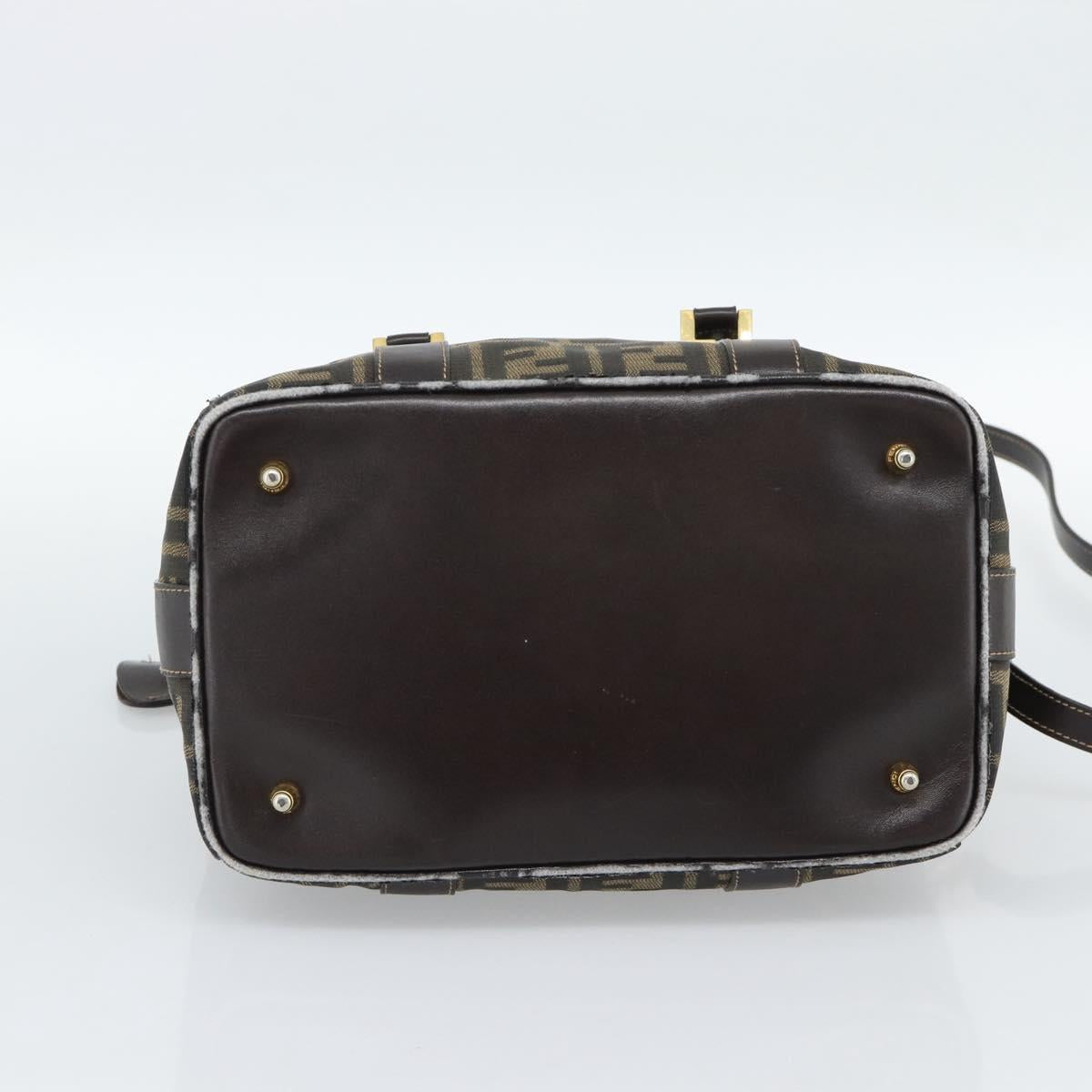 FENDI Zucca Canvas Hand Bag 2way Black Brown Auth 187214