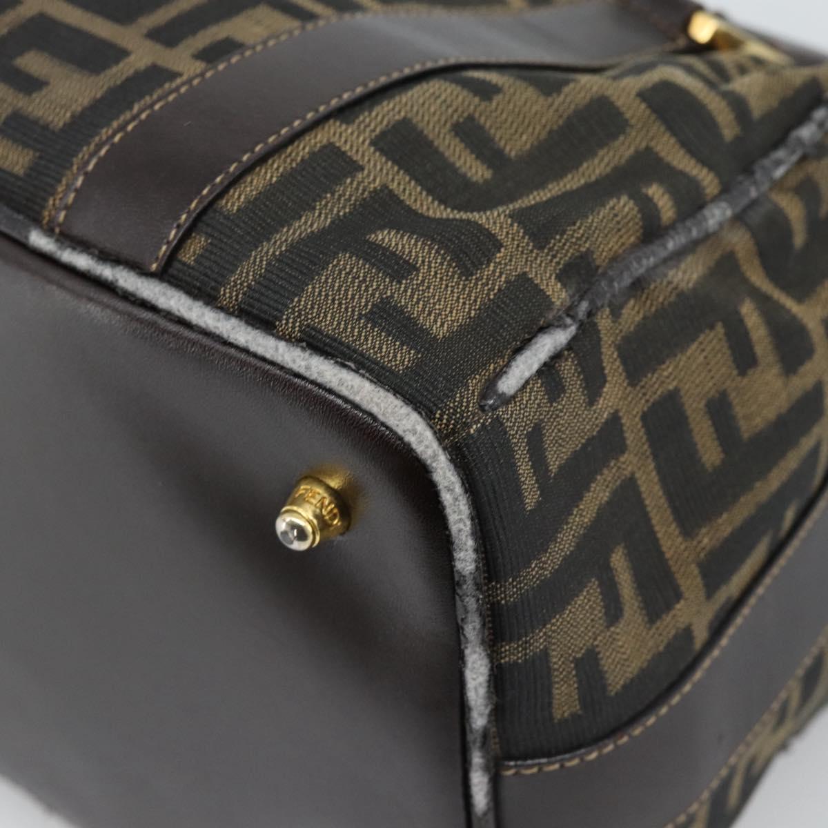 FENDI Zucca Canvas Hand Bag 2way Black Brown Auth 187214