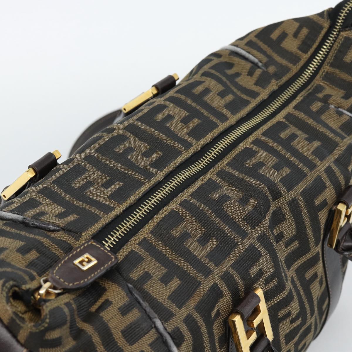 FENDI Zucca Canvas Hand Bag 2way Black Brown Auth 187214