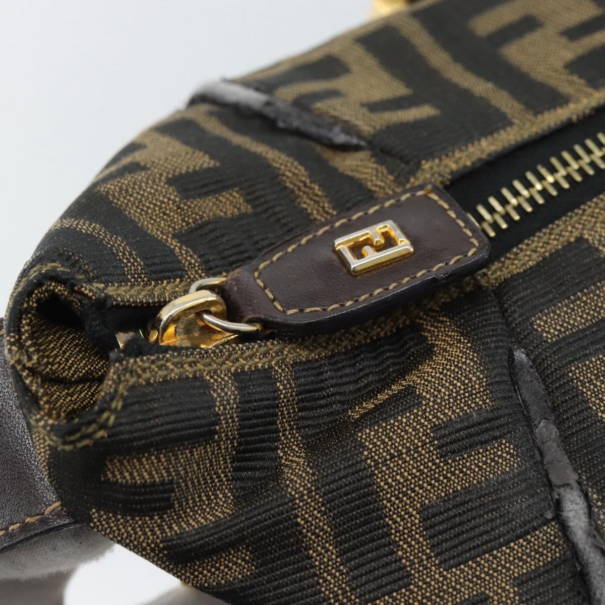 FENDI Zucca Canvas Hand Bag 2way Black Brown Auth 187214