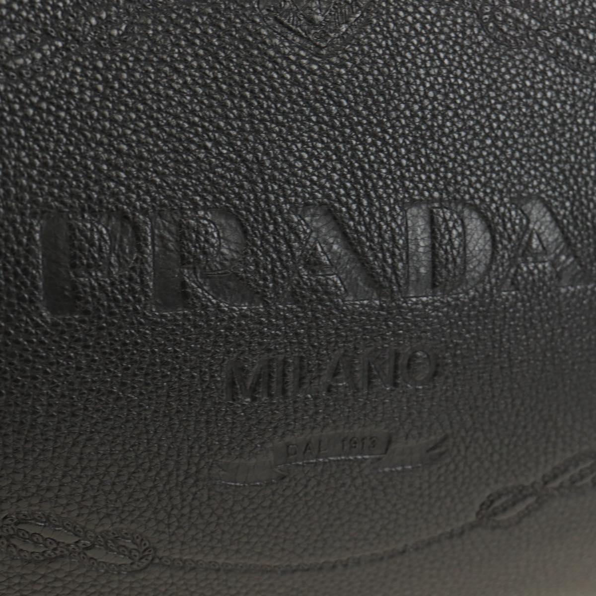 PRADA Shoulder Bag Leather Black Silver Auth 187215SAV