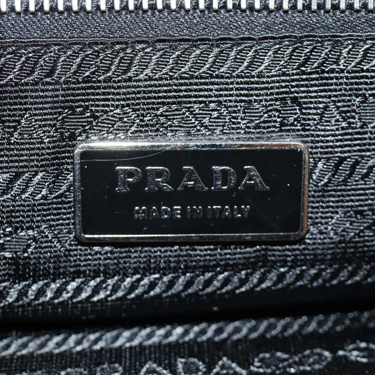 PRADA Shoulder Bag Leather Black Silver Auth 187215SAV