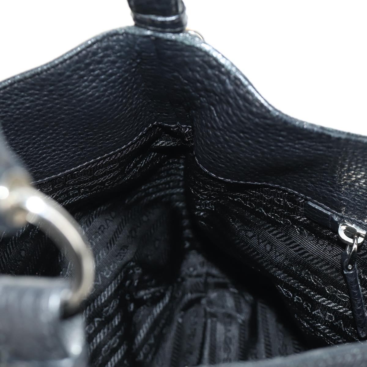 PRADA Shoulder Bag Leather Black Silver Auth 187215SAV