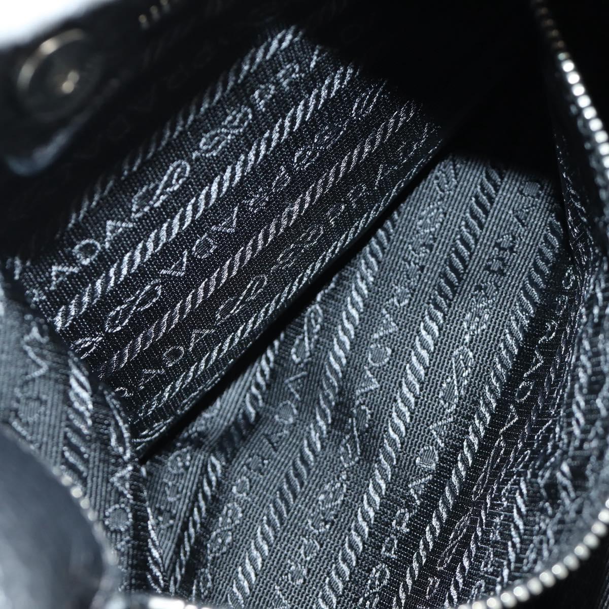 PRADA Shoulder Bag Leather Black Silver Auth 187215SAV