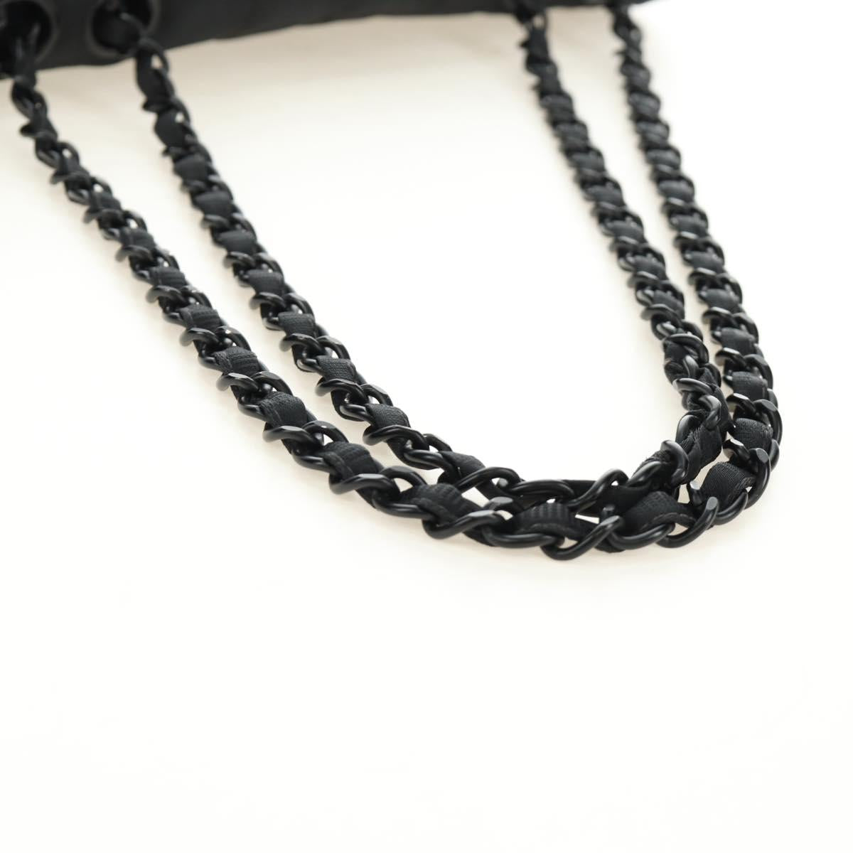 CHANEL Choco Bar Chain New Travel Line Bag Canvas Black CC Auth 187224SAV