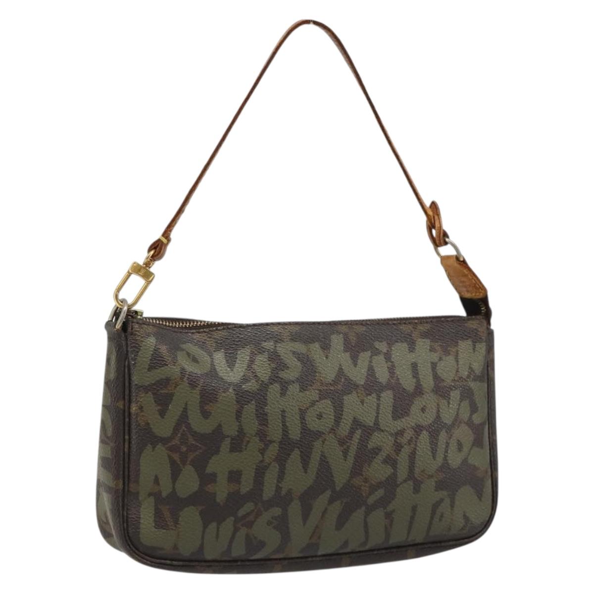 LOUIS VUITTON Monogram Graffiti Pochette Accessoires Khaki M92191 Auth 187250A