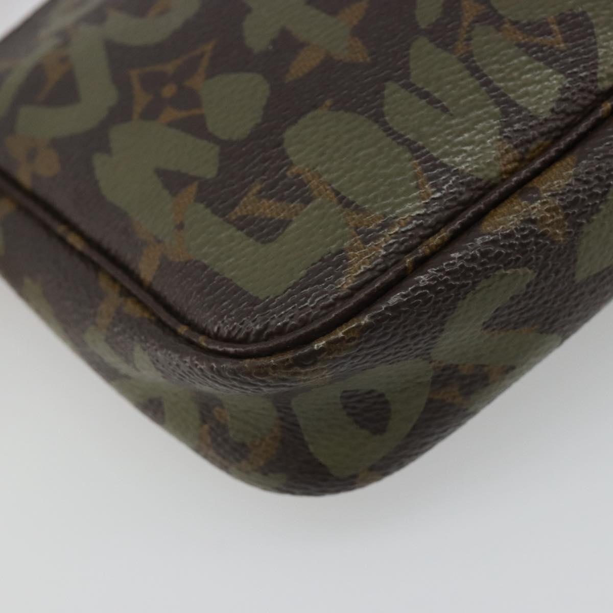LOUIS VUITTON Monogram Graffiti Pochette Accessoires Khaki M92191 Auth 187250A