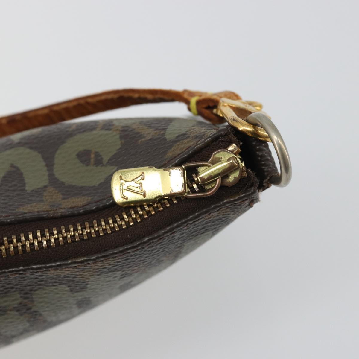 LOUIS VUITTON Monogram Graffiti Pochette Accessoires Khaki M92191 Auth 187250A