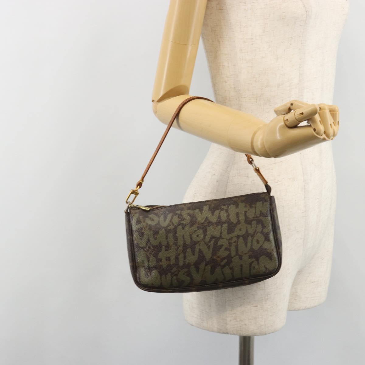 LOUIS VUITTON Monogram Graffiti Pochette Accessoires Khaki M92191 Auth 187250A
