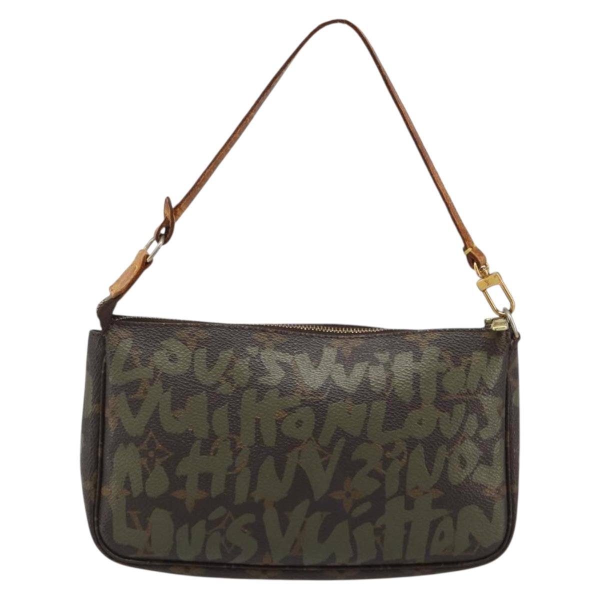 LOUIS VUITTON Monogram Graffiti Pochette Accessoires Khaki M92191 Auth 187250A