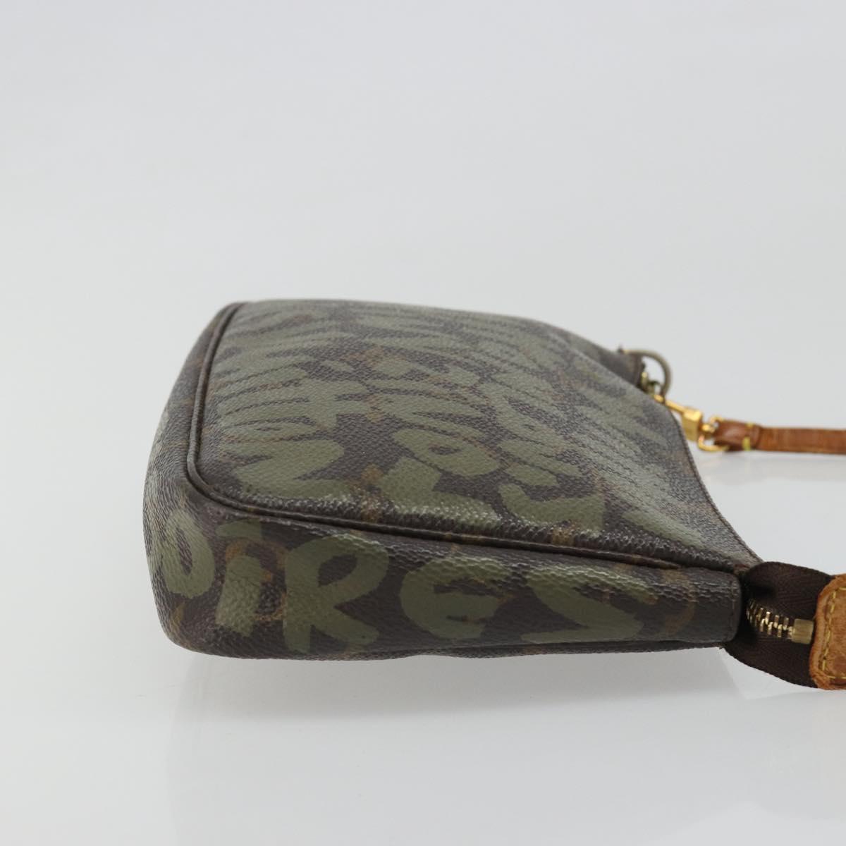 LOUIS VUITTON Monogram Graffiti Pochette Accessoires Khaki M92191 Auth 187250A