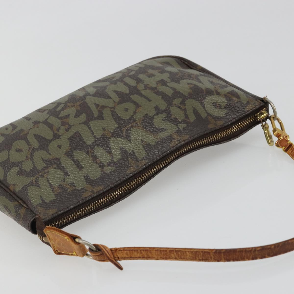 LOUIS VUITTON Monogram Graffiti Pochette Accessoires Khaki M92191 Auth 187250A