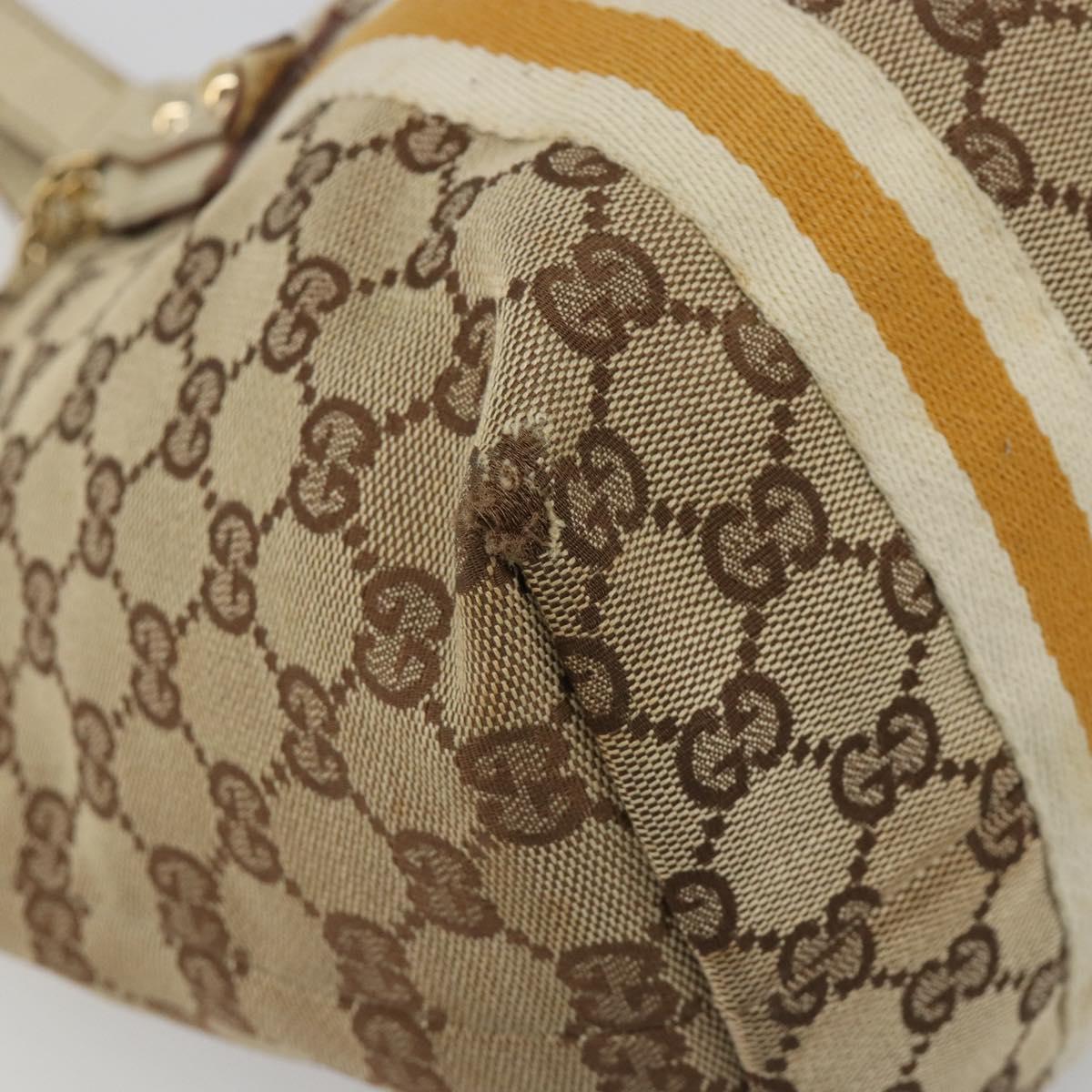 GUCCI GG Canvas Sherry Line Tote Bag Beige Gold 137396 Auth 187252